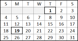 January 2026 calendar highlighting the date our office is closed for New Years and Martin Luther King Jr. Day
