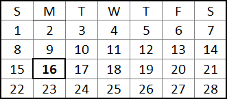 February 2026 calendar highlighting the date our office is closed for Presidents' Day