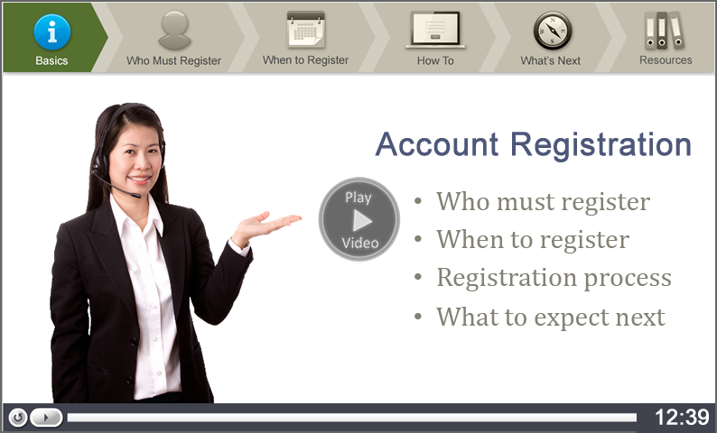 Click to start the Account Registration video