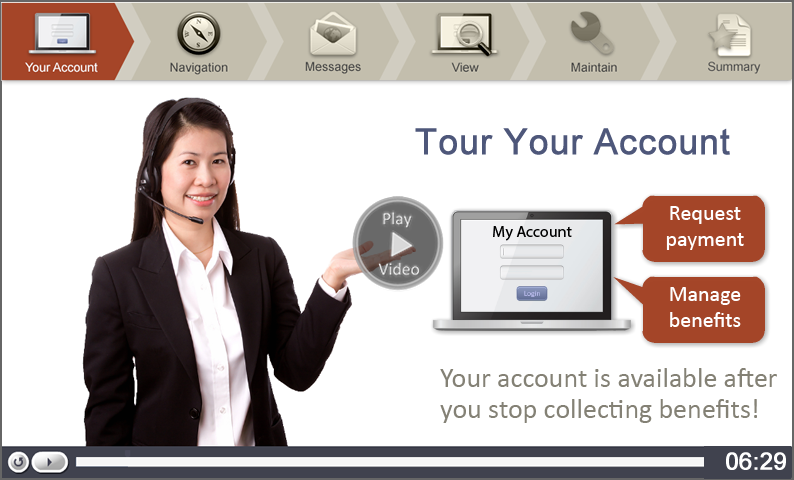 Click to start the Tour Your Account video